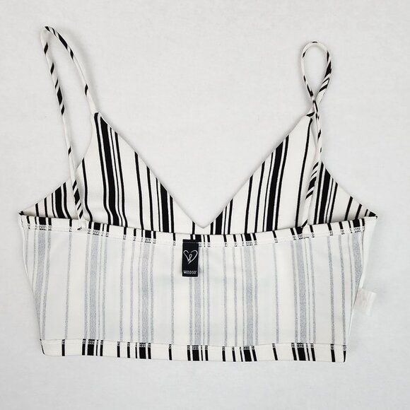 Windsor Womens Crop Top Lined Size M White with Black Stripes - Picture 7 of 8